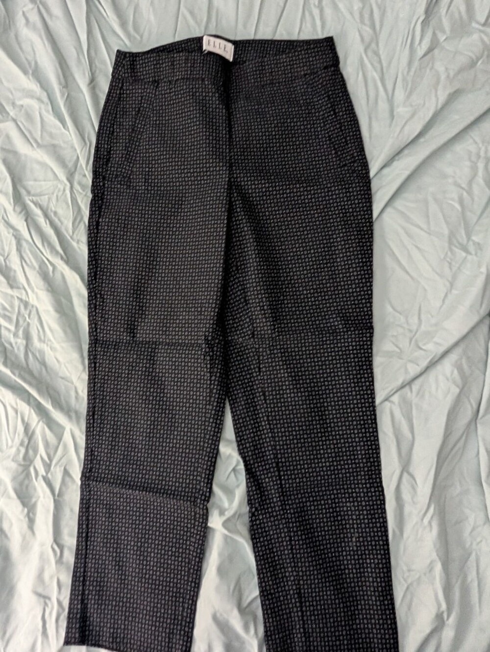 Elle Black Micro-Patterned Dress Pants